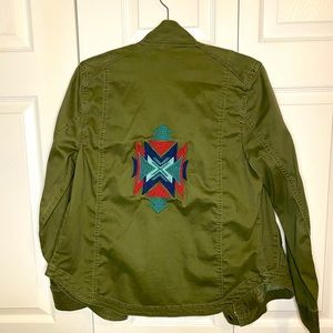 Army Green Jacket with Embroidery Details